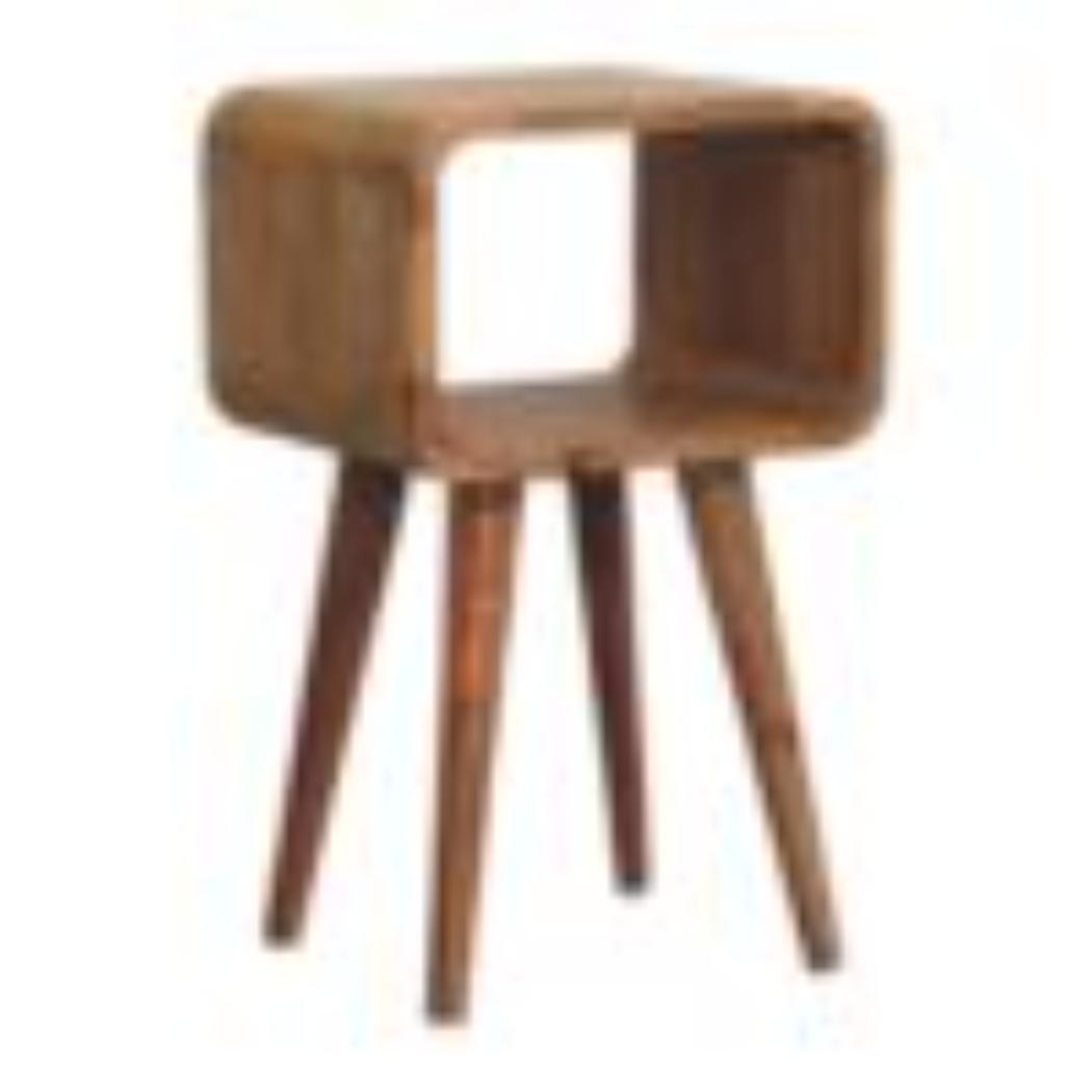 Mini Curved Open Bedside Table | Rounded Design | Compact Bedroom Storage