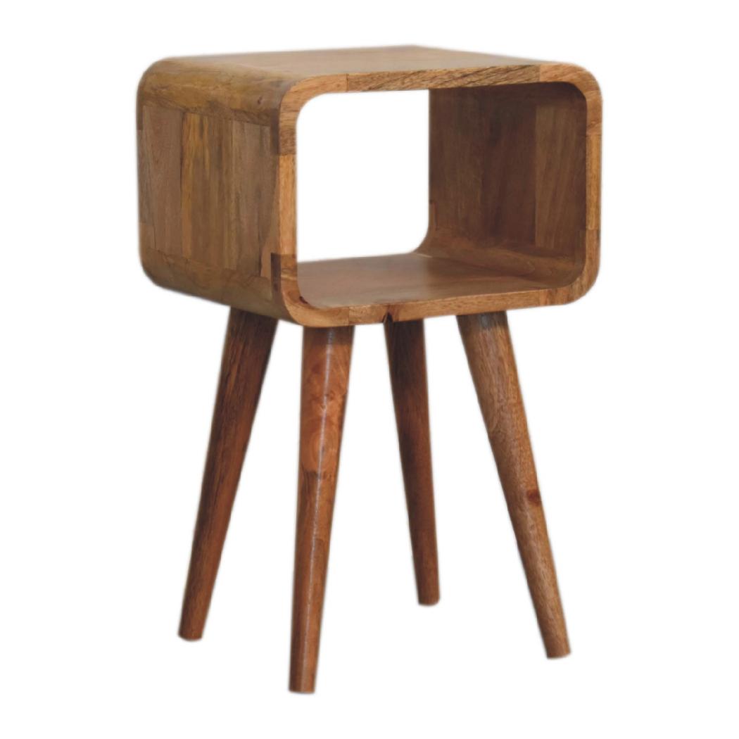 Mini Curved Open Bedside Table | Rounded Design | Compact Bedroom Storage