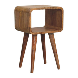 Mini Curved Open Bedside Table | Rounded Design | Compact Bedroom Storage