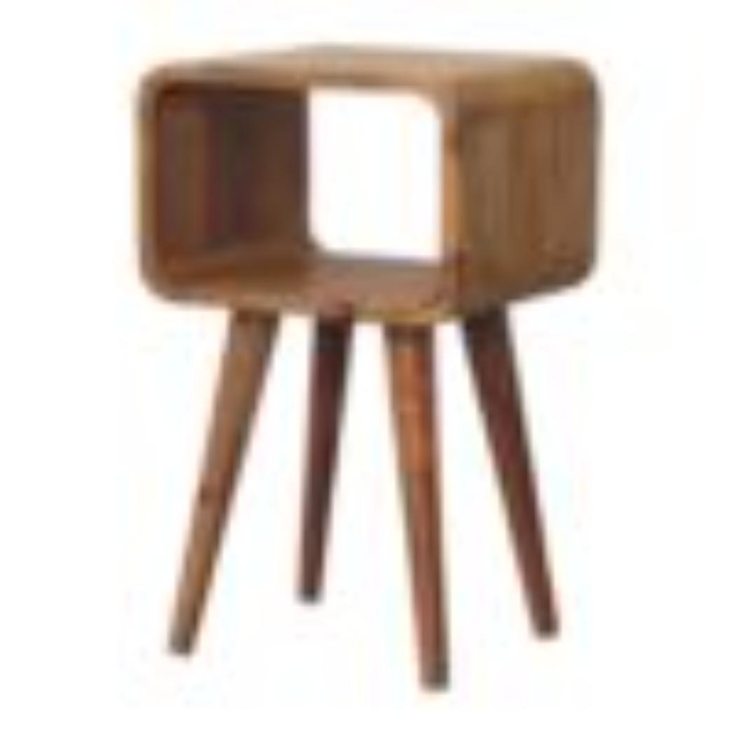 Mini Curved Open Bedside Table | Rounded Design | Compact Bedroom Storage