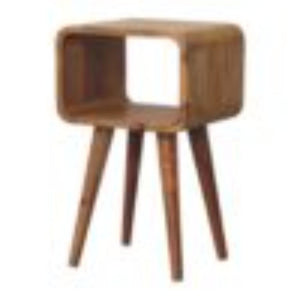 Mini Curved Open Bedside Table | Rounded Design | Compact Bedroom Storage