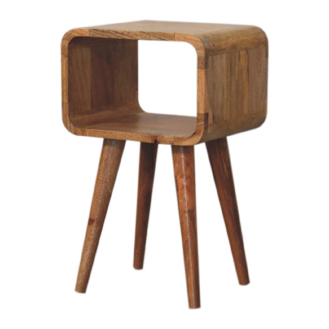 Mini Curved Open Bedside Table | Rounded Design | Compact Bedroom Storage