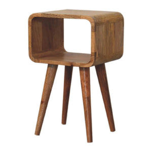 Mini Curved Open Bedside Table | Rounded Design | Compact Bedroom Storage