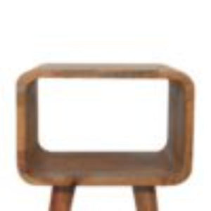 Mini Curved Open Bedside Table | Rounded Design | Compact Bedroom Storage