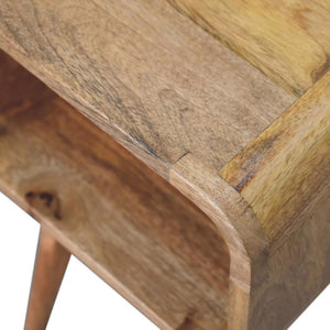 Mini Curved Open Bedside Table | Rounded Design | Compact Bedroom Storage