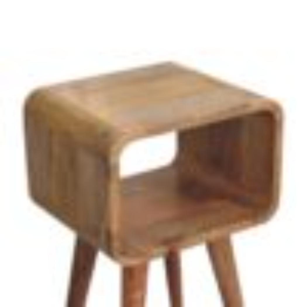 Mini Curved Open Bedside Table | Rounded Design | Compact Bedroom Storage