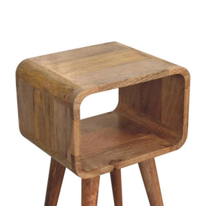 Mini Curved Open Bedside Table | Rounded Design | Compact Bedroom Storage
