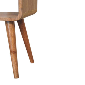 Mini Curved Open Bedside Table | Rounded Design | Compact Bedroom Storage