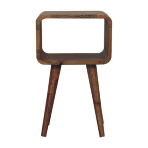 Mini Curved Open Bedside Table | Rounded Design | Compact Bedroom Storage