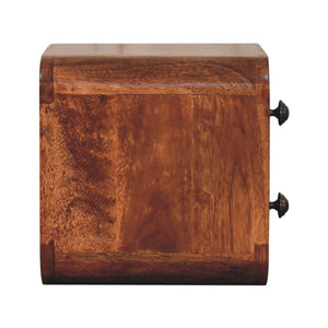 Mini Curved Wall-Mounted Bedside | Solid Mango Wood | Honey Caramel Finish | Floating Nightstand
