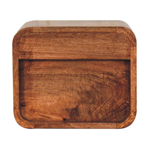 Mini Curved Wall-Mounted Bedside | Solid Mango Wood | Honey Caramel Finish | Floating Nightstand