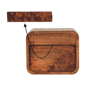Mini Curved Wall-Mounted Bedside | Solid Mango Wood | Honey Caramel Finish | Floating Nightstand