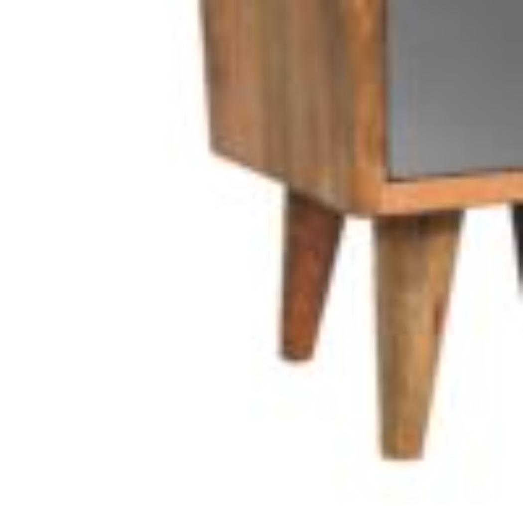 Mini Cut-Out Bedside Table | Grey & White Finish | Compact Bedroom Storage