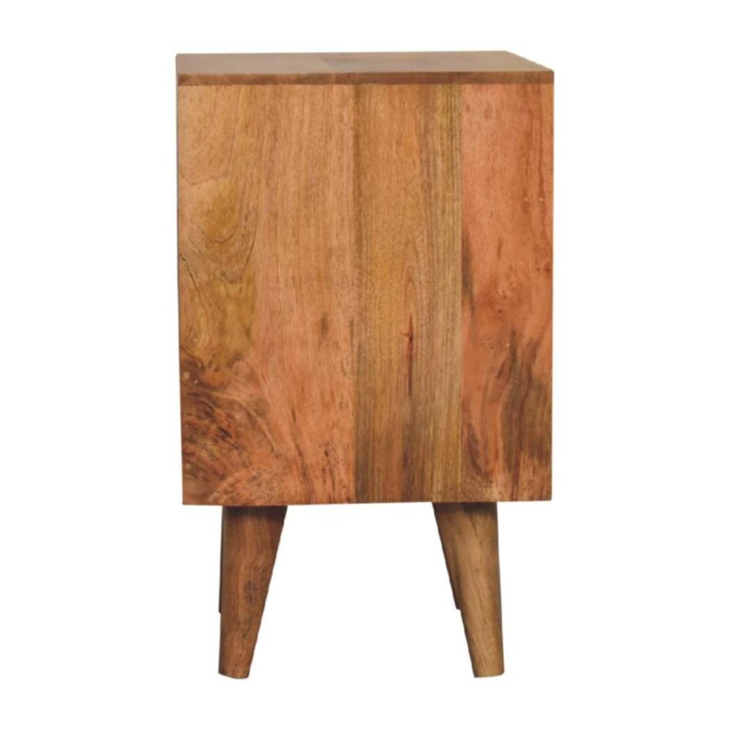 Mini Cut-Out Bedside Table | Grey & White Finish | Compact Bedroom Storage