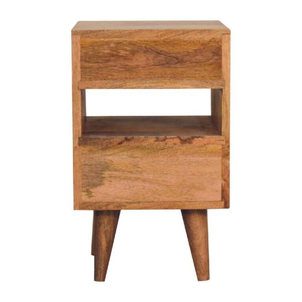 Mini Cut-Out Bedside Table | Grey & White Finish | Compact Bedroom Storage
