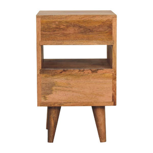 Mini Cut-Out Bedside Table | Grey & White Finish | Compact Bedroom Storage