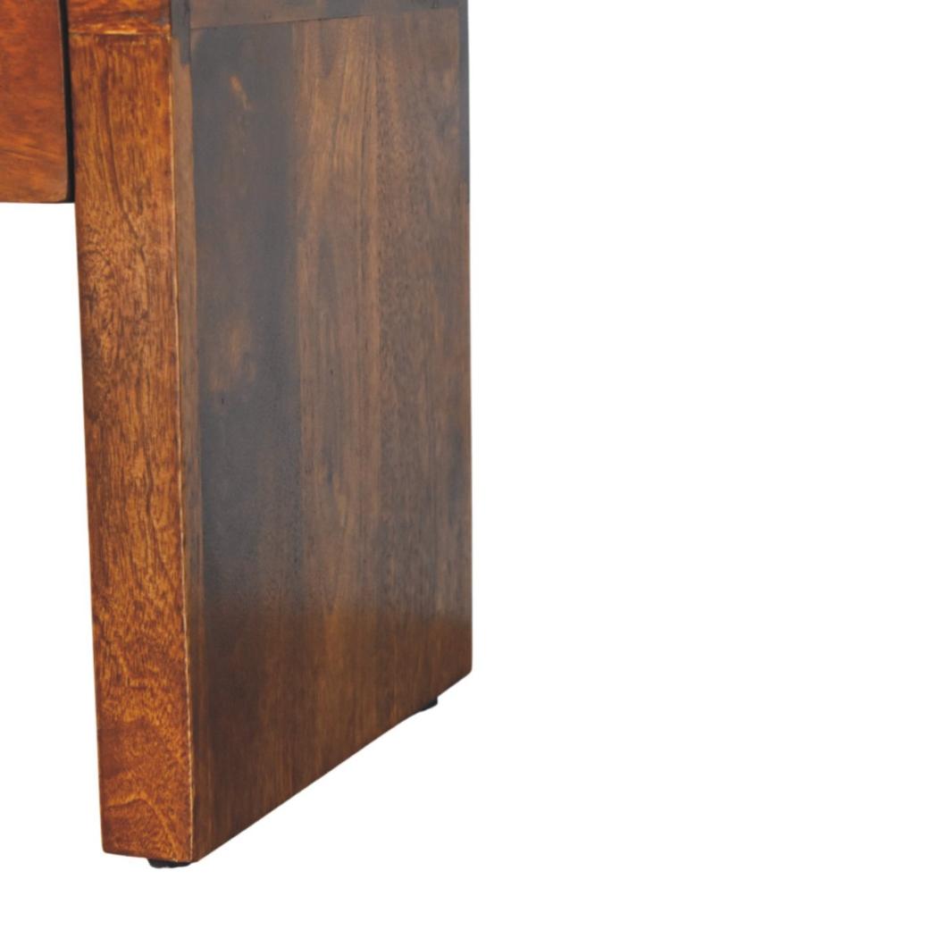 Mini Darcy Bedside Table | Solid Mango Wood | Chestnut Finish | Curved Edges