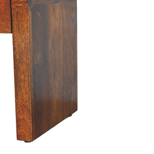 Mini Darcy Bedside Table | Solid Mango Wood | Chestnut Finish | Curved Edges