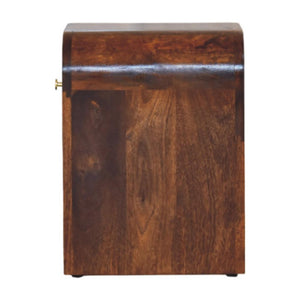 Mini Darcy Bedside Table | Solid Mango Wood | Chestnut Finish | Curved Edges