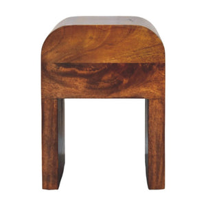 Mini Darcy Bedside Table | Solid Mango Wood | Chestnut Finish | Curved Edges