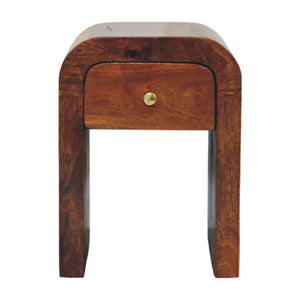 Mini Darcy Bedside Table | Solid Mango Wood | Chestnut Finish | Curved Edges