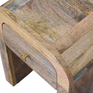 Mini Darcy Bedside Table | Solid Mango Wood | Oak-ish Finish | Curved Edges