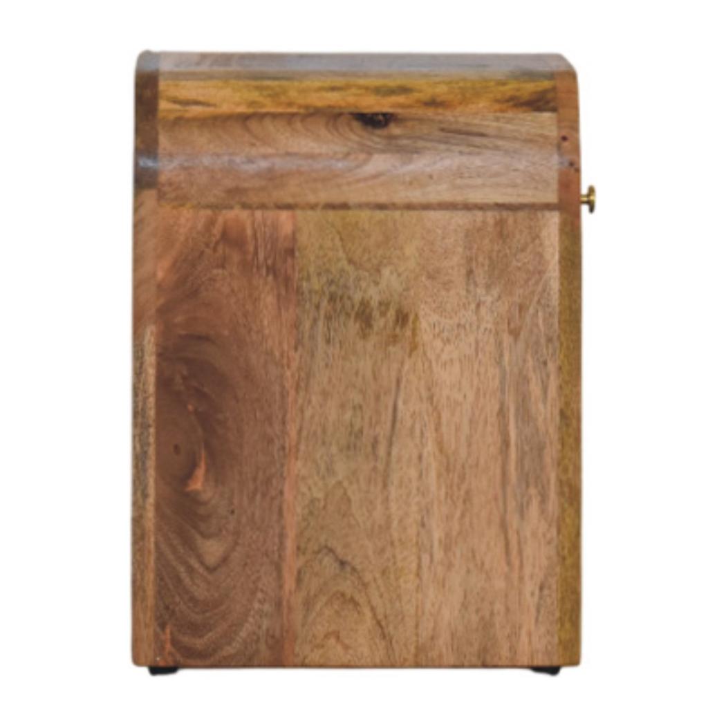 Mini Darcy Bedside Table | Solid Mango Wood | Oak-ish Finish | Curved Edges