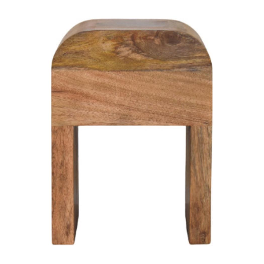Mini Darcy Bedside Table | Solid Mango Wood | Oak-ish Finish | Curved Edges
