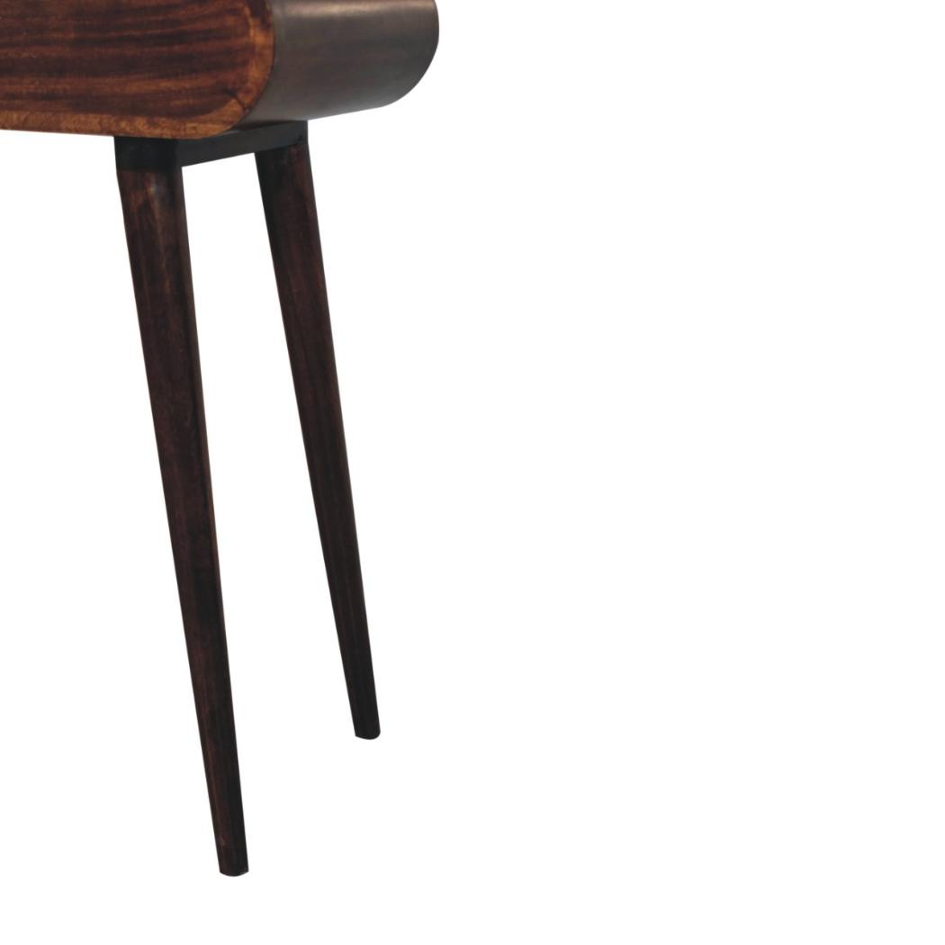 Mini Dressing Table | Solid Mango Wood | California Walnut Finish | Folding Mirror