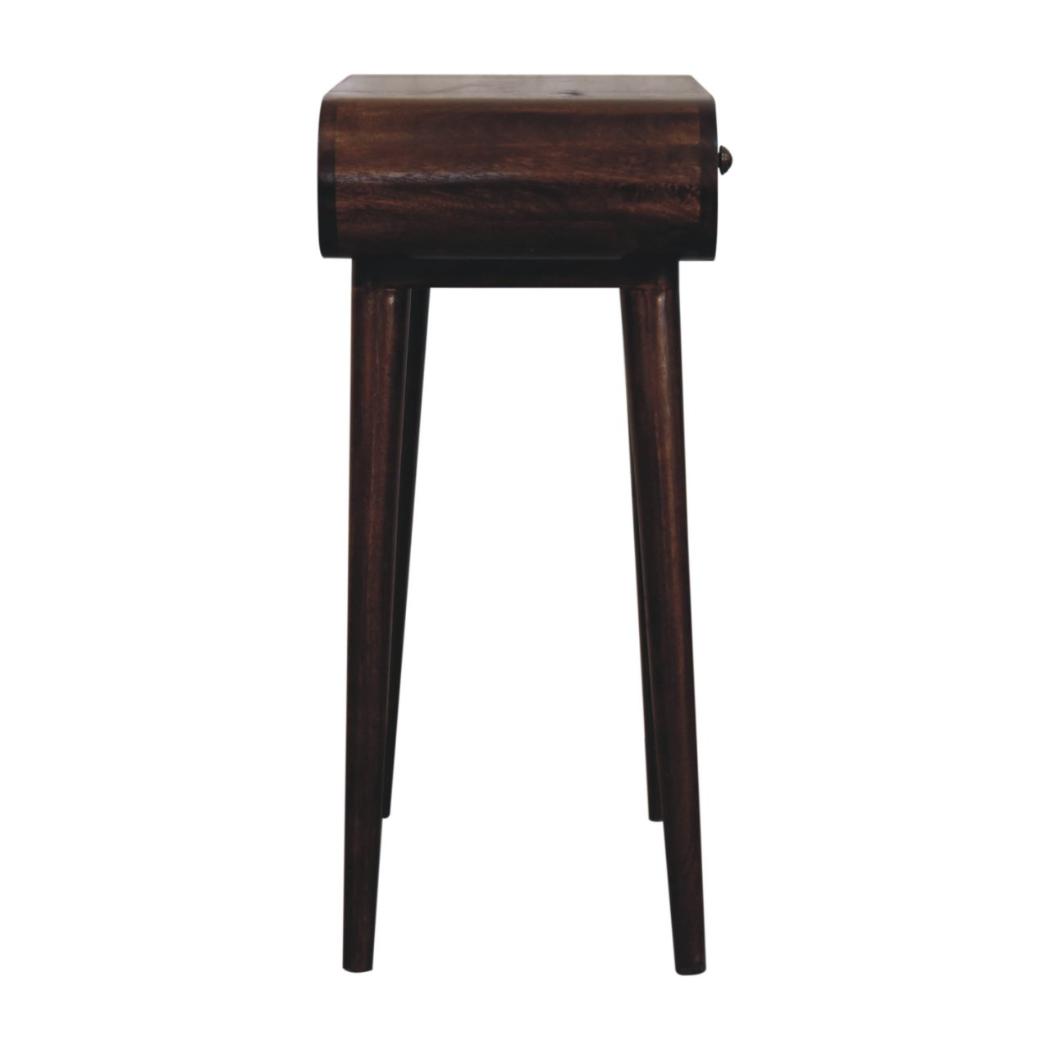 Mini Dressing Table | Solid Mango Wood | California Walnut Finish | Folding Mirror
