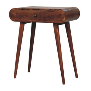 Mini Dressing Table | Solid Mango Wood | Honey Caramel Finish | Foldable Mirror & Storage Drawer