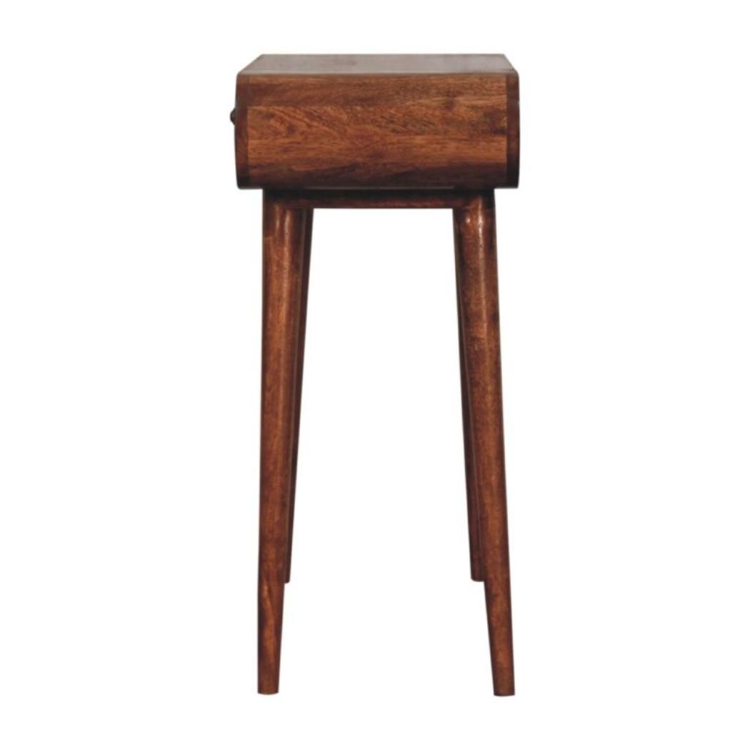 Mini Dressing Table | Solid Mango Wood | Honey Caramel Finish | Foldable Mirror & Storage Drawer