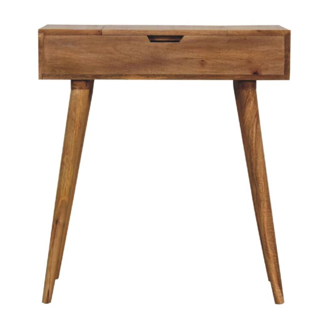 Mini Dressing Table | Solid Mango Wood | Oak-Inspired Finish | Compact Bedroom Vanity