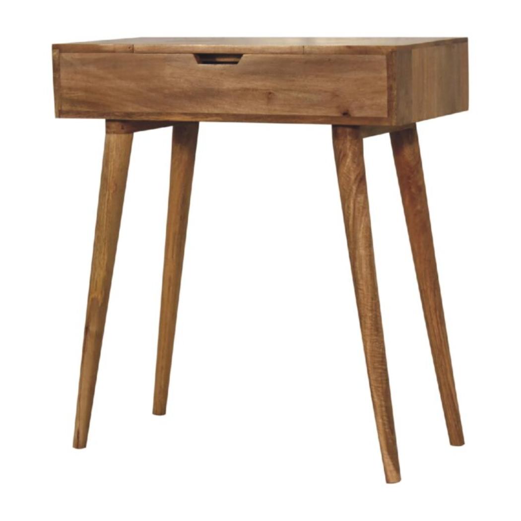 Mini Dressing Table | Solid Mango Wood | Oak-Inspired Finish | Compact Bedroom Vanity