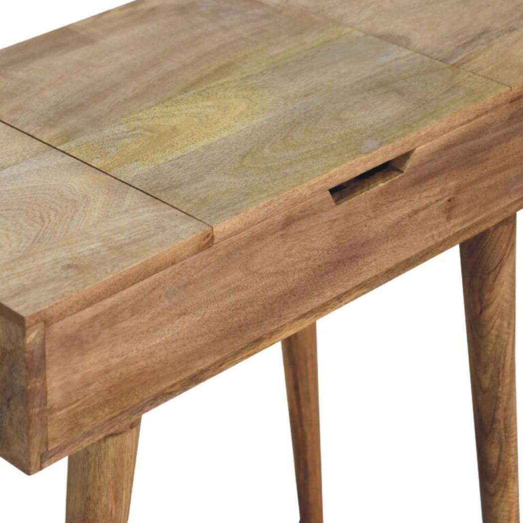 Mini Dressing Table | Solid Mango Wood | Oak-Inspired Finish | Compact Bedroom Vanity