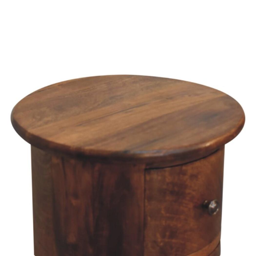 Mini Drum Chest | Chestnut Finish | Rounded Accent Storage