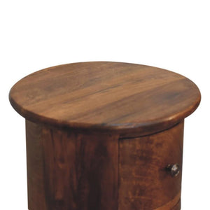 Mini Drum Chest | Chestnut Finish | Rounded Accent Storage
