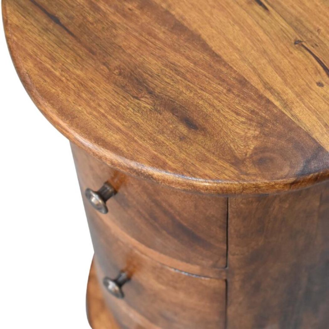 Mini Drum Chest | Chestnut Finish | Rounded Accent Storage