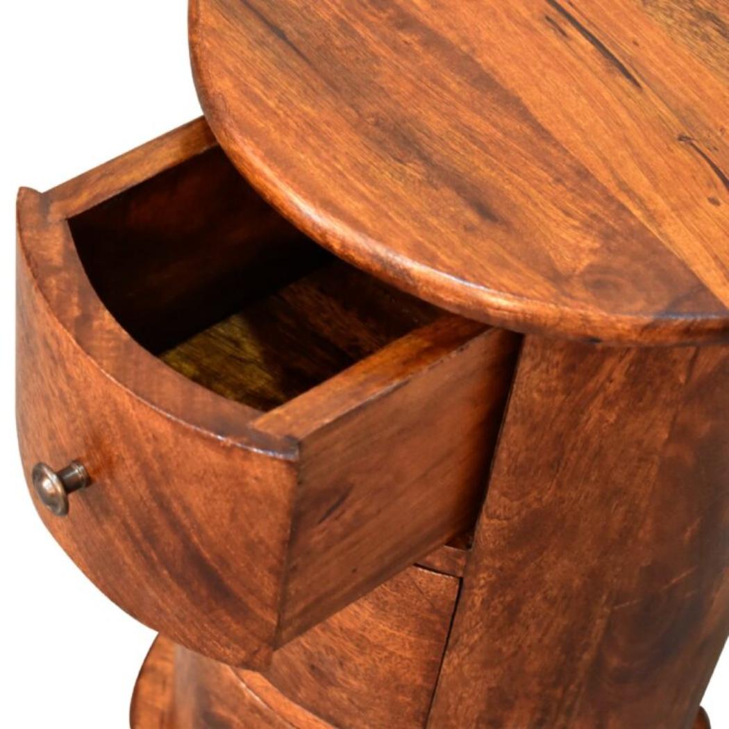 Mini Drum Chest | Chestnut Finish | Rounded Accent Storage