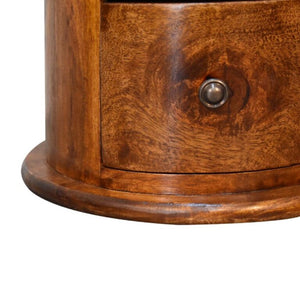 Mini Drum Chest | Chestnut Finish | Rounded Accent Storage