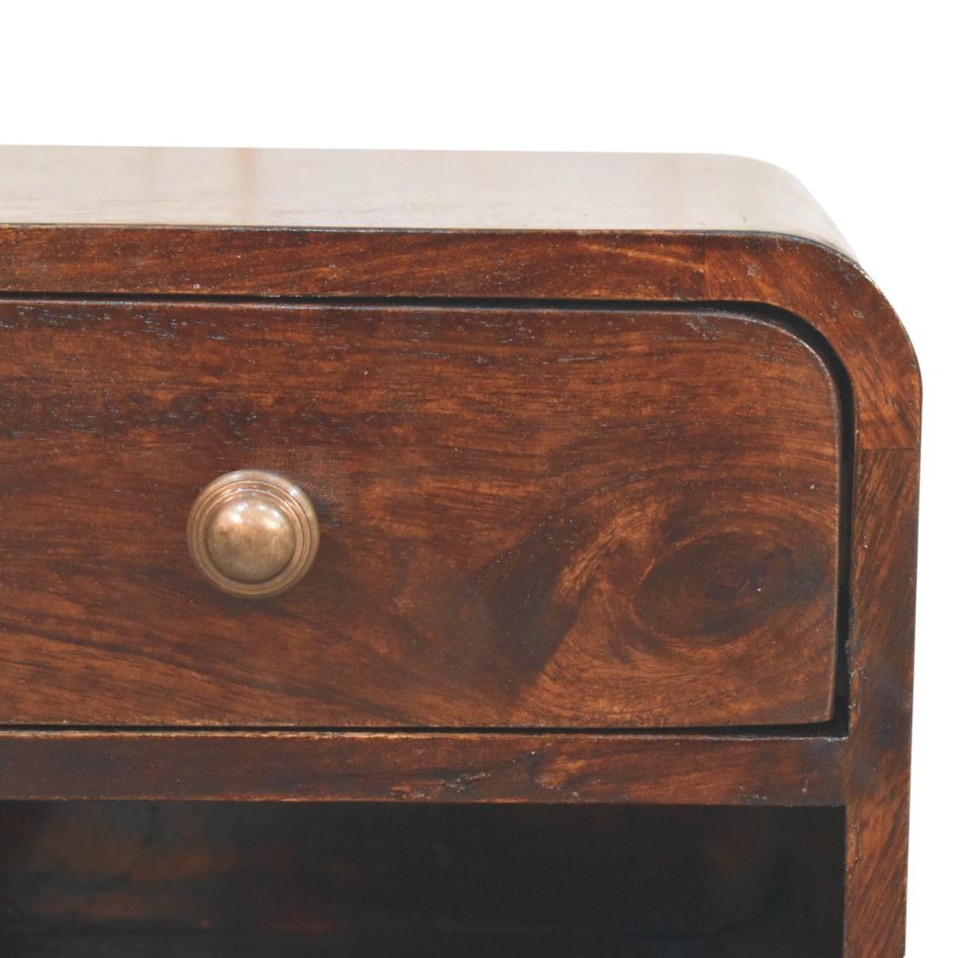 Mini Floating Bedside | Solid Mango Wood | California Walnut Finish | Open Shelf