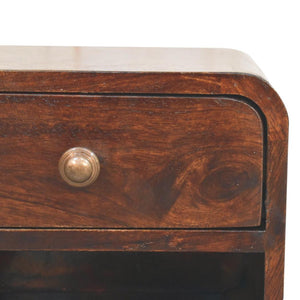 Mini Floating Bedside | Solid Mango Wood | California Walnut Finish | Open Shelf