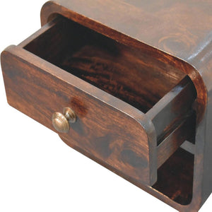Mini Floating Bedside | Solid Mango Wood | California Walnut Finish | Open Shelf