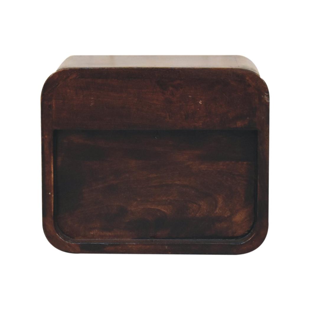Mini Floating Bedside | Solid Mango Wood | California Walnut Finish | Open Shelf