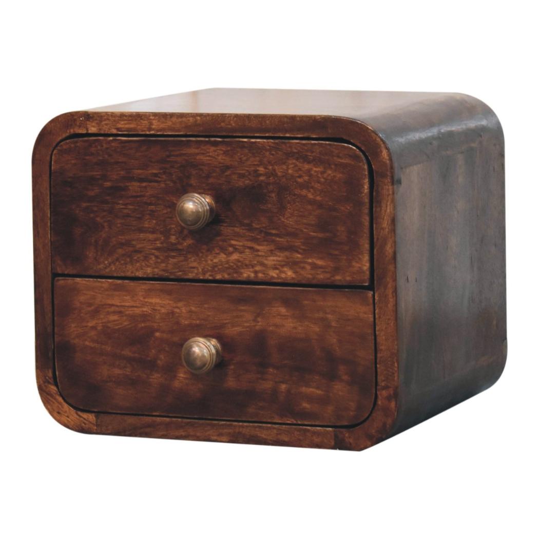 Mini Floating Bedside | Solid Mango Wood | California Walnut Finish