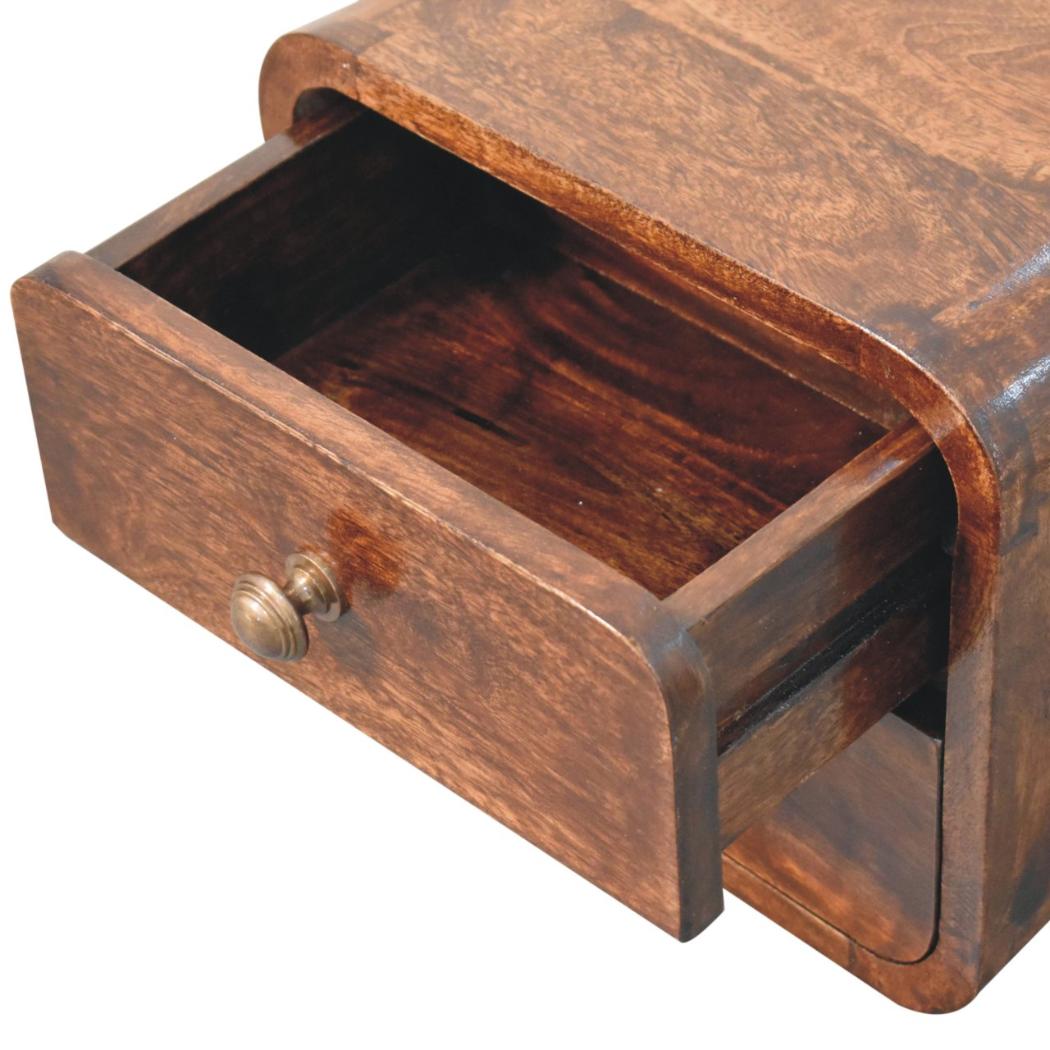 Mini Floating Bedside | Solid Mango Wood | California Walnut Finish