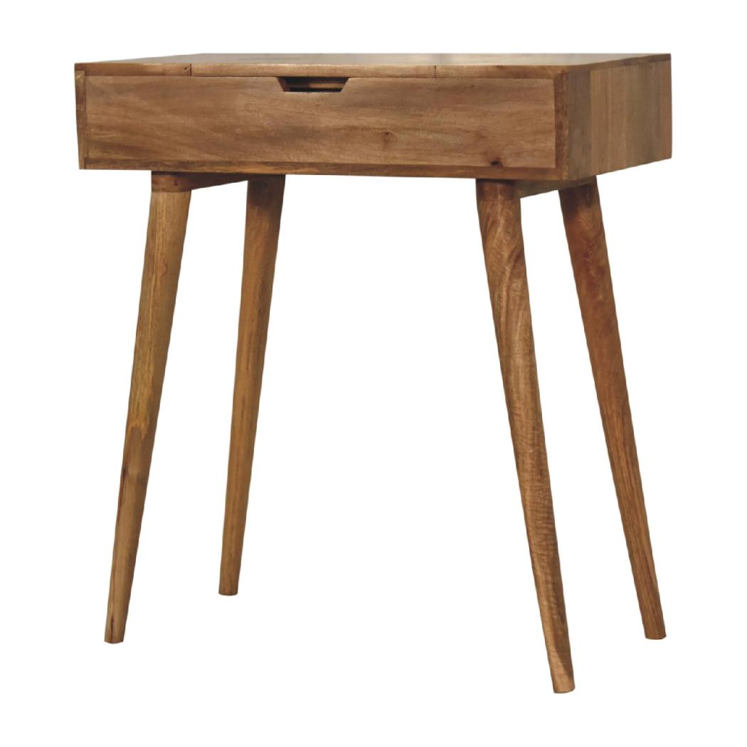 Mini Dressing Table | Solid Mango Wood | Oak-Inspired Finish | Compact Bedroom Vanity