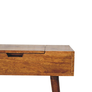 Mini Folding Vanity | Solid Mango Wood | Chestnut Finish | Compact Dressing Table