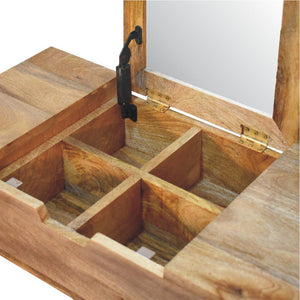 Mini Dressing Table | Solid Mango Wood | Oak-Inspired Finish | Compact Bedroom Vanity