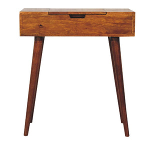 Mini Folding Vanity | Solid Mango Wood | Chestnut Finish | Compact Dressing Table